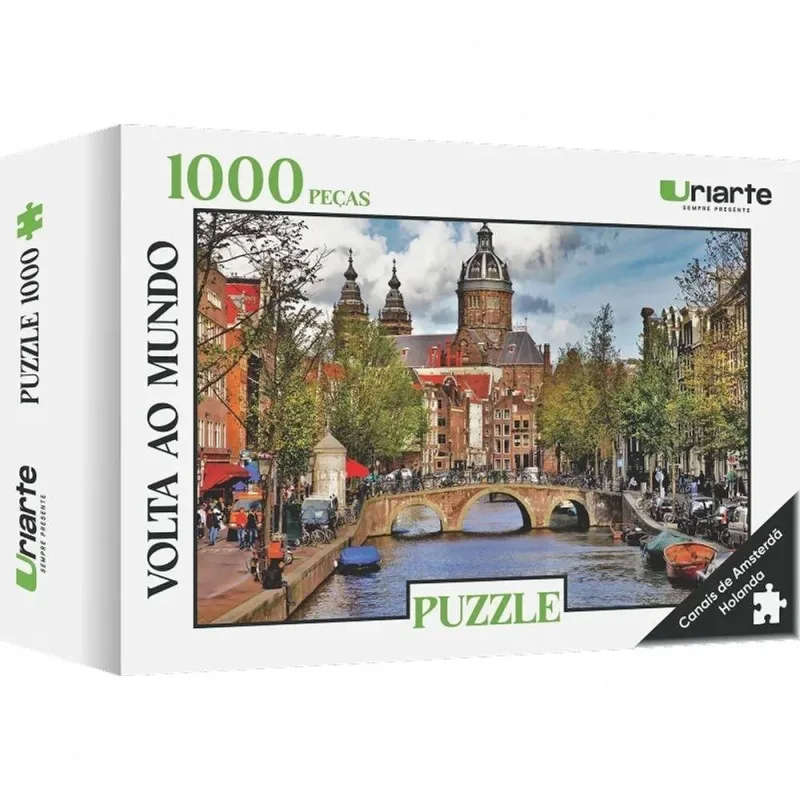 Quebra Cabeça Puzzle 4173 1000 Peças Canais de Amsterdã Bege Uriarte - URIARTE