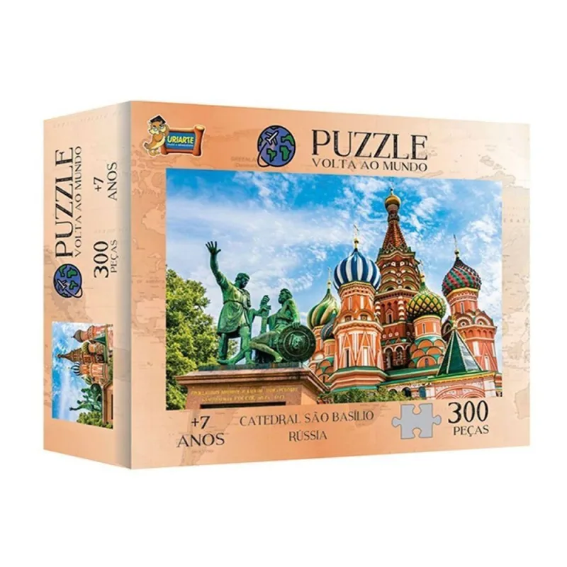 Quebra-cabeça Volta ao Mundo Rússia em Papel Cartão 300 Peças Cinza Uriarte - URIARTE - Agro