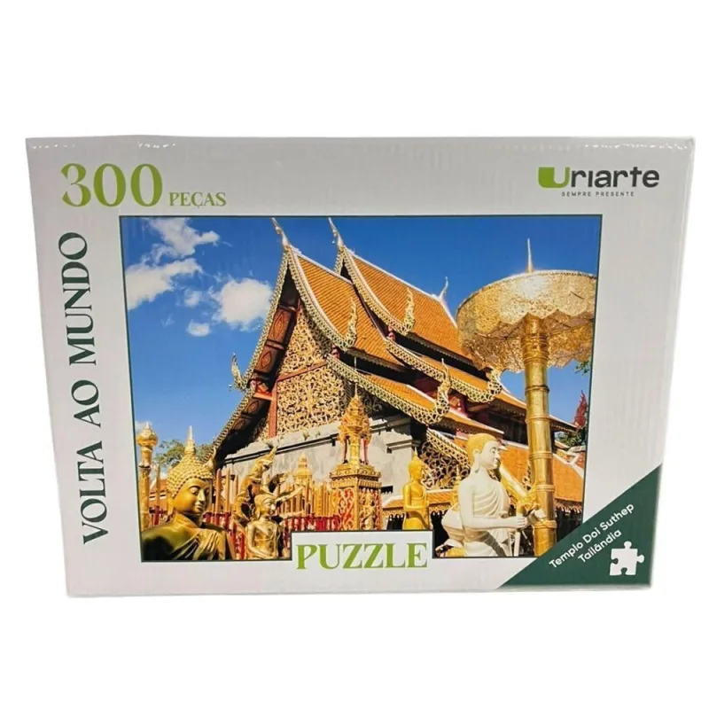 Quebra-cabeça Volta ao Mundo Tailândia em Papel Cartão com 300 Peças Estampa Templo Doi Suthep - URIARTE