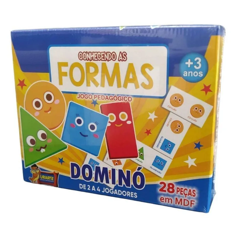 Jogo Pedagógico Dominó Conhecendo As Formas - 28 Peças