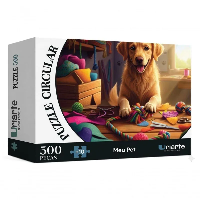 Quebra Cabeça Meu Pet 5261 Puzzle Redondo 500 Peças Branco Uriarte - URIARTE
