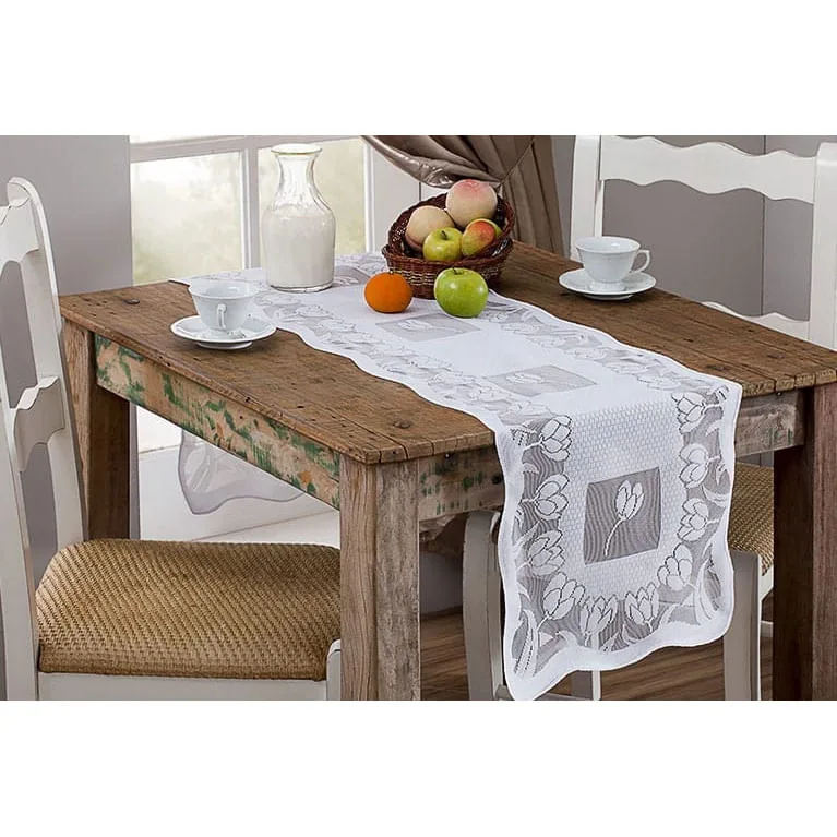 Caminho de Mesa em Renda - 0,40 x 1,50 Mts - Col. Tulipa - Não Disponível
