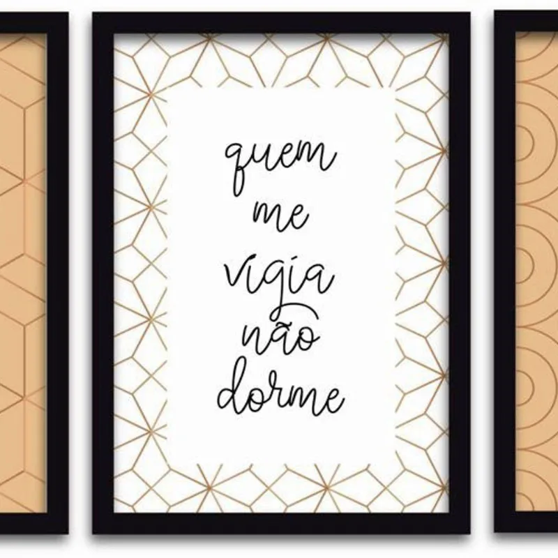 Conjunto Quadros 3 Peças 40x60 Fé E Amor Preta