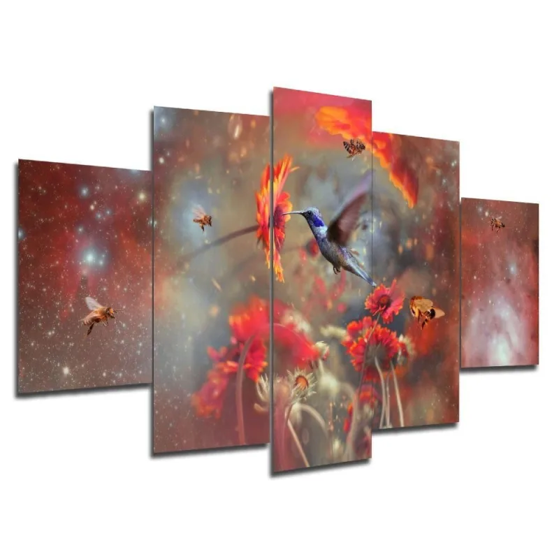 Kit 5 Placa Quadro Decorativo 3d Borda Infinita Beija Flor - OUTRAS - Casa E Construção