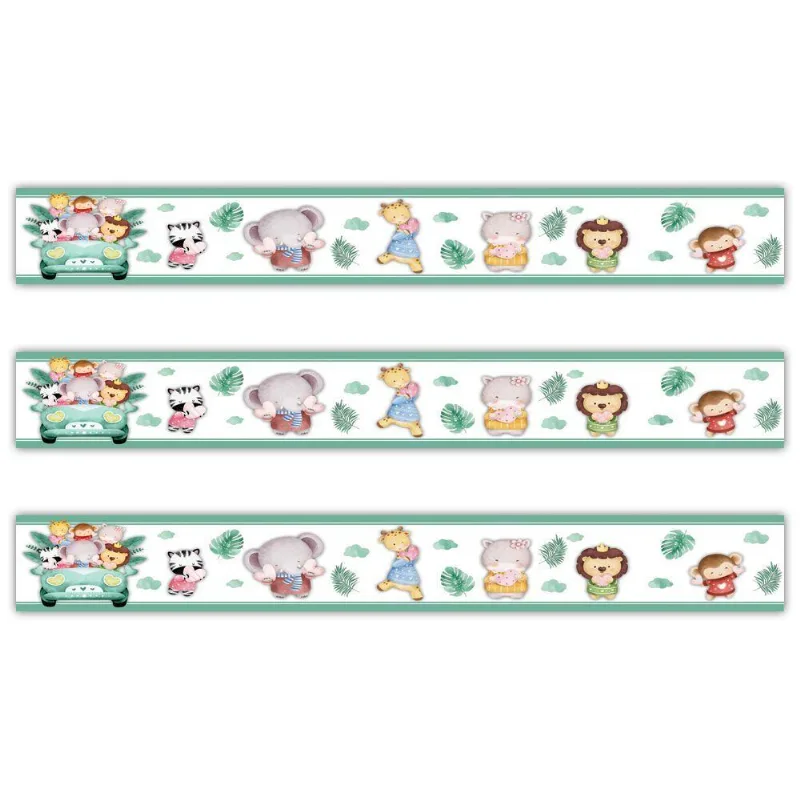 Kit 3 Faixas Decorativas Papel Parede Infantil Animais Carro