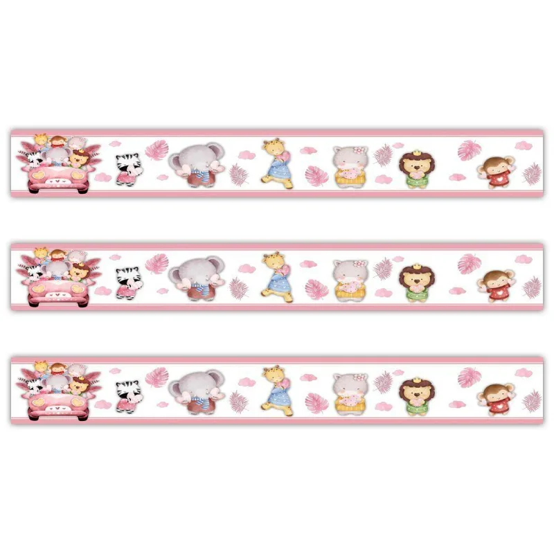 Kit 3 Faixas Decorativas Papel Parede Infantil Animais Carro