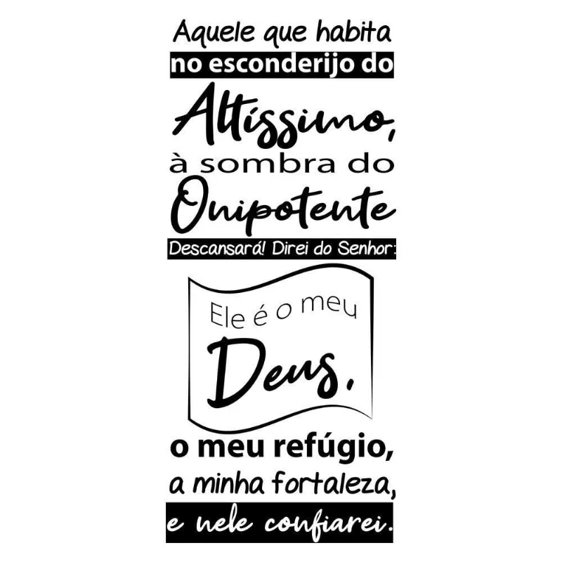 Adesivo Papel Parede Quarto Sala Oração Salmo 91 Preta