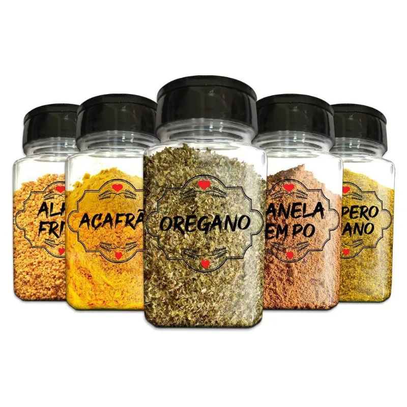 Pote Tempero Kit 14 Potes+24 Etiquetas Adesivas Transparente - OUTRAS