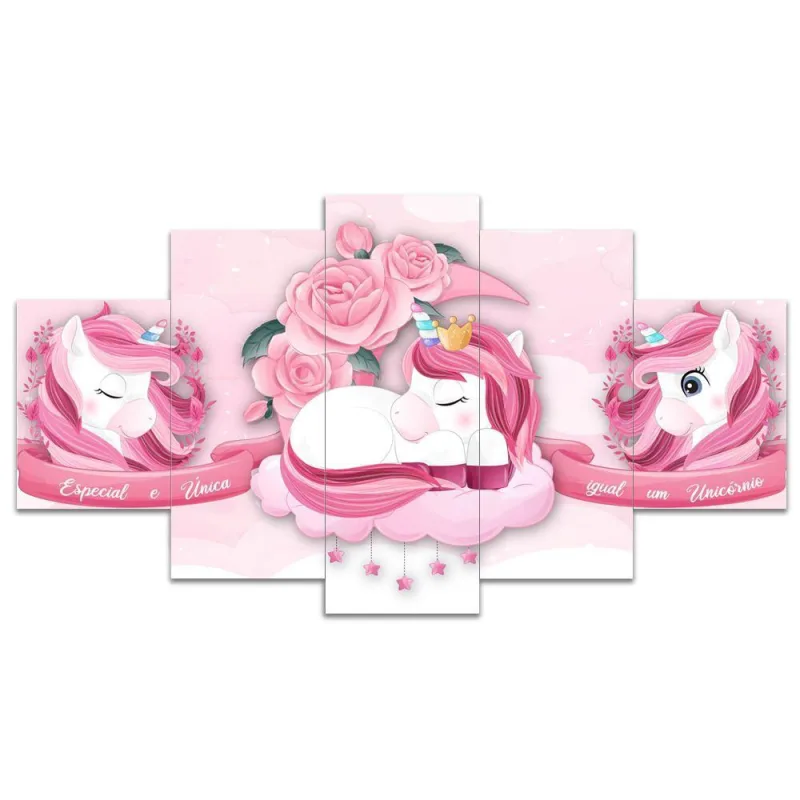 Kit Quadros Quarto Infantil Unicórnio Rosa Menina - OUTRAS