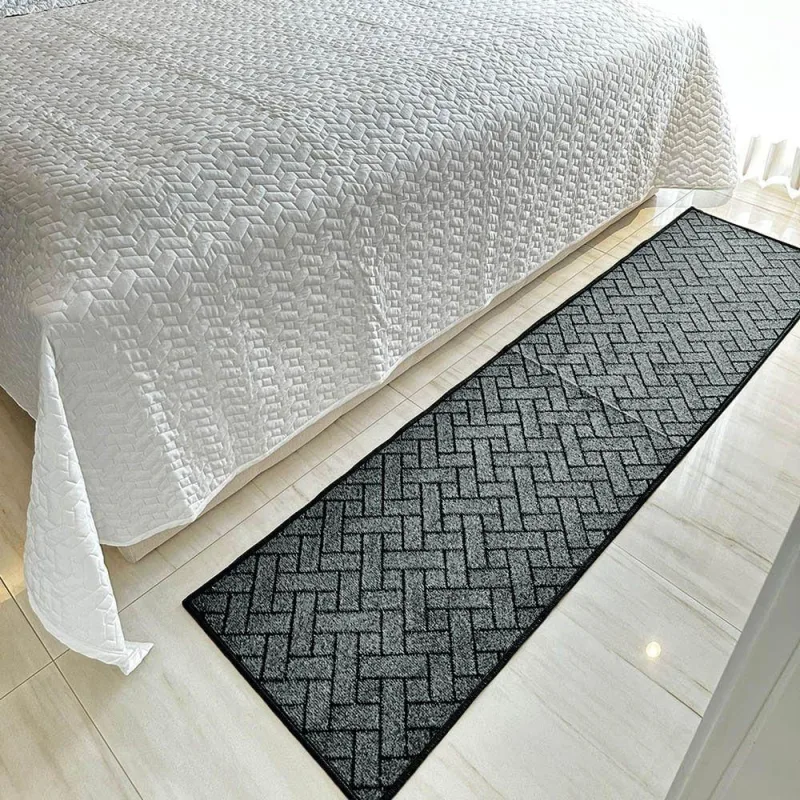 Tapete Passadeira Carpete Sala Quarto Trama Titulos Cinza - Carpetes Mundo - Decoração