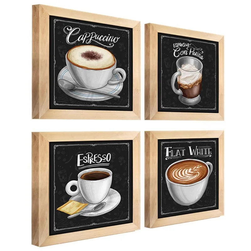 Quadro Decorativo 12X12Cm 4 Un Titulos Moldura Mel - OUTRAS