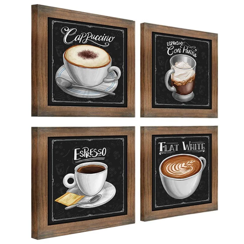 Quadro Decorativo 12X12Cm 4 Un Titulos Moldura Ypê - OUTRAS - Casa E Construção