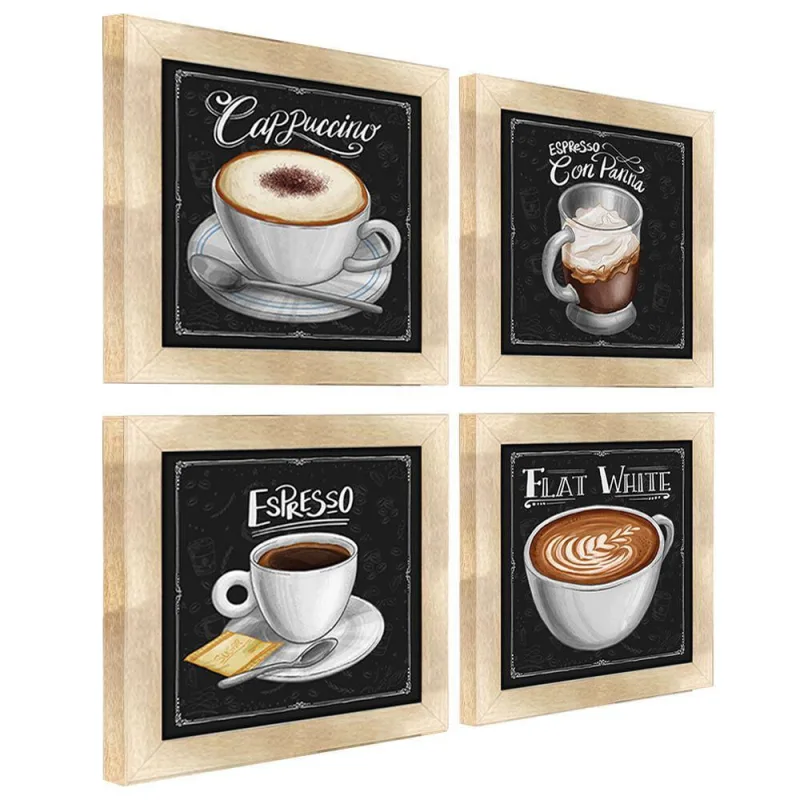 Quadro Decorativo 20X20Cm 4 Un Titulos Moldura Carvalho - OUTRAS - Casa E Construção