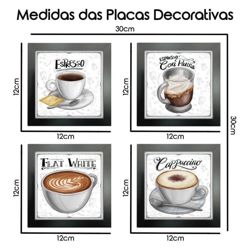Quadro Café Expresso Padaria Cozinha 2 Titulos Moldura Preta - OUTRAS