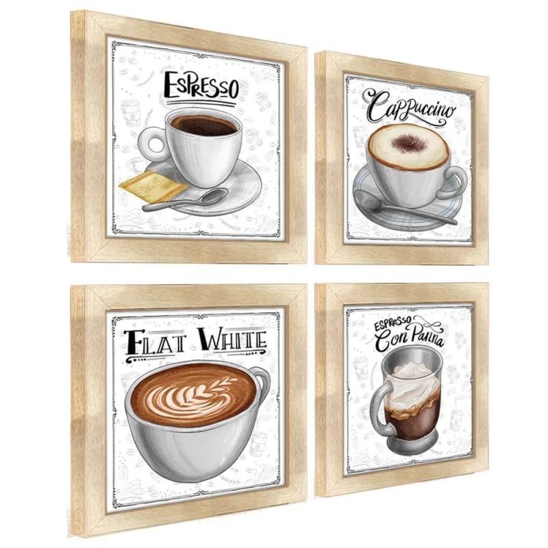Quadro Café Expresso Padaria 2 Titulos Moldura Carvalho - OUTRAS - Casa E Construção