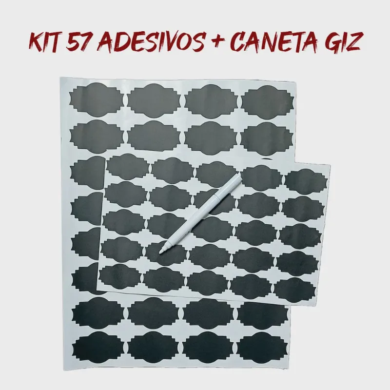 Adesivo Lousa 32 + 25 Etiquetas Potes Temperos + Caneta