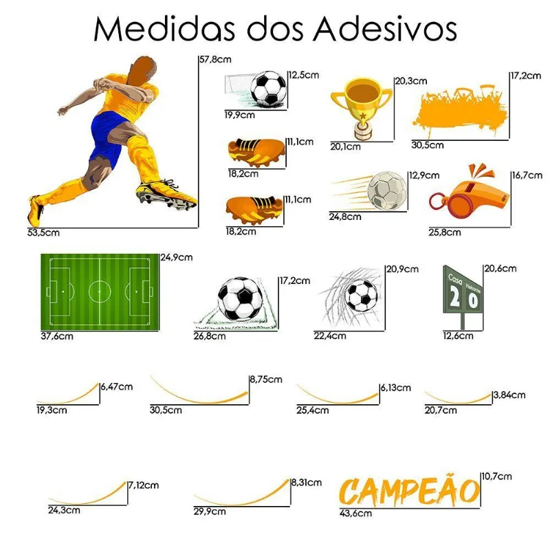 Adesivo De Parede Futebol Decorativo Para Quarto E Sala Titulo Preto