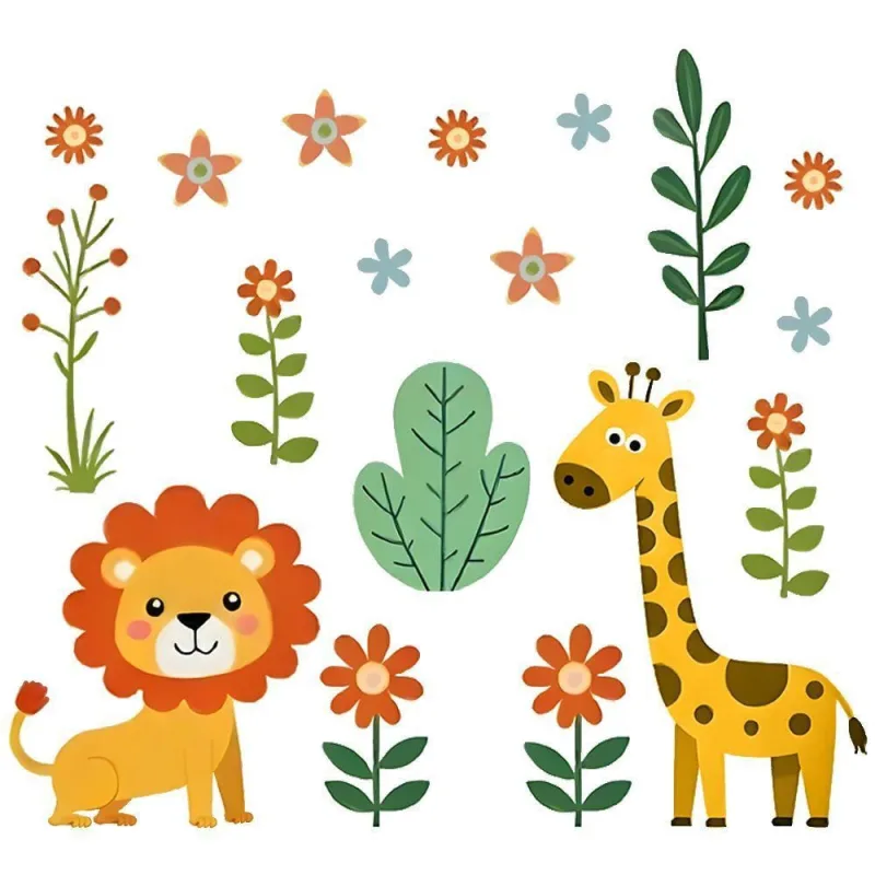 Adesivo de Parede Safari Flores Jardim Decorativo Infantil Autocolante Amarelo Arte na Arte 18 - OUTRAS - Casa E Construção