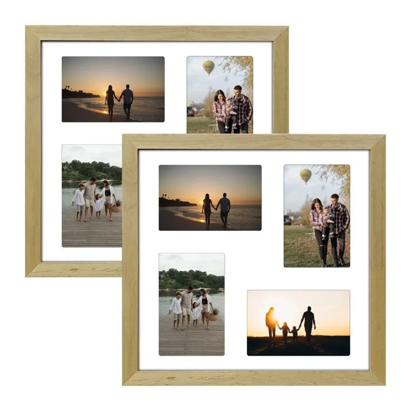 Kit 2 Quadros Porta Retrato Titulos com Paspatur Branco para 8 Fotos 10x15 Mel - OUTRAS