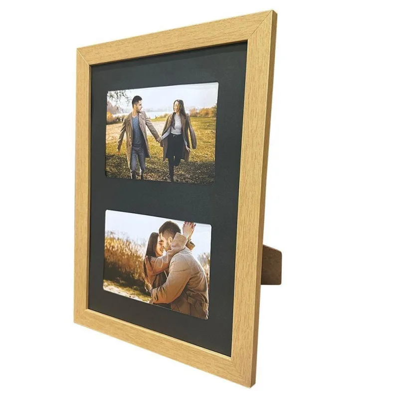 Porta Retrato Painel Quadro 21x30 Multi-fotos 2 Fotos 10x15 com Recortes Moldura Marfim - OUTRAS