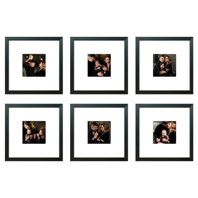 Porta Retrato Kit 6 Quadros com Paspatur Branco Moldura Preta Soleil Home Decor - OUTRAS