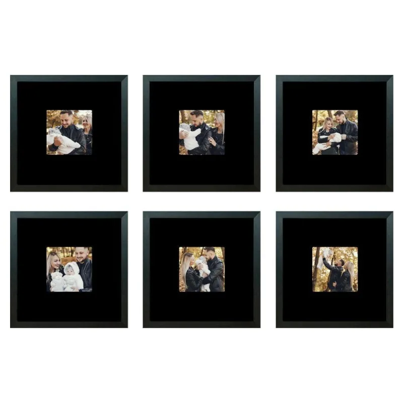 Kit 6 Quadros Porta Retrato Foto 10x10 Paspatur Preto Moldura Preta 20x20 MDF - OUTRAS - Agro