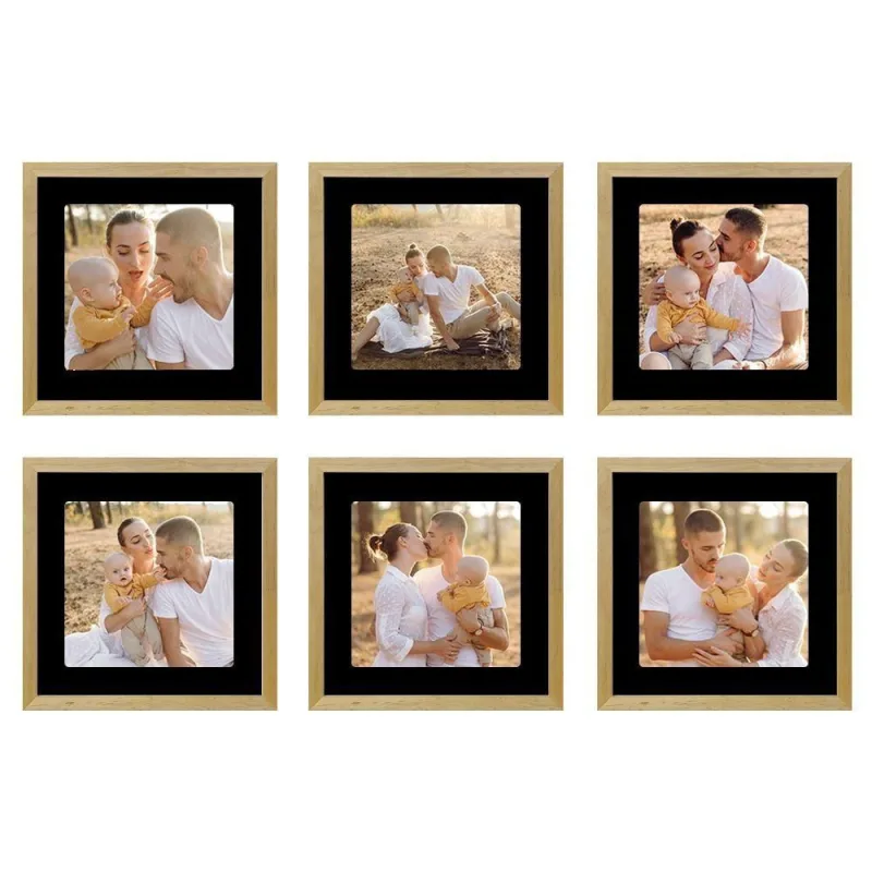 Porta Retrato Kit 6 Quadros com Paspatur Preto e Moldura Mel Arte na Arte - OUTRAS