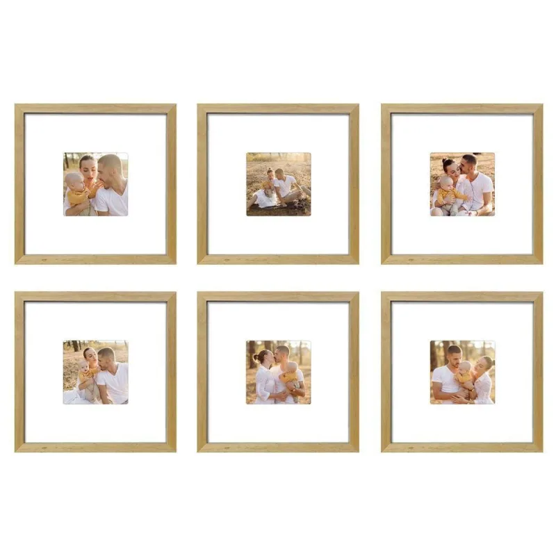 Kit 6 Quadros Porta Retrato Foto 10x10 Paspatur Branco 22x22 Moldura:moldura Mel - OUTRAS MARCAS - Casa E Construção