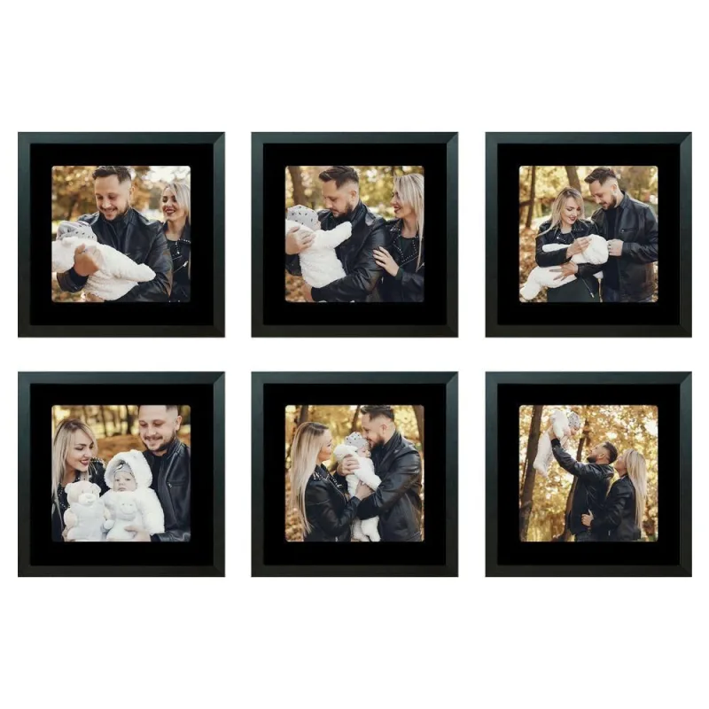 Kit 6 Quadros Porta Retrato Foto 15x15 Paspatur Preto 22x22 Moldura:moldura Preta - OUTRAS MARCAS
