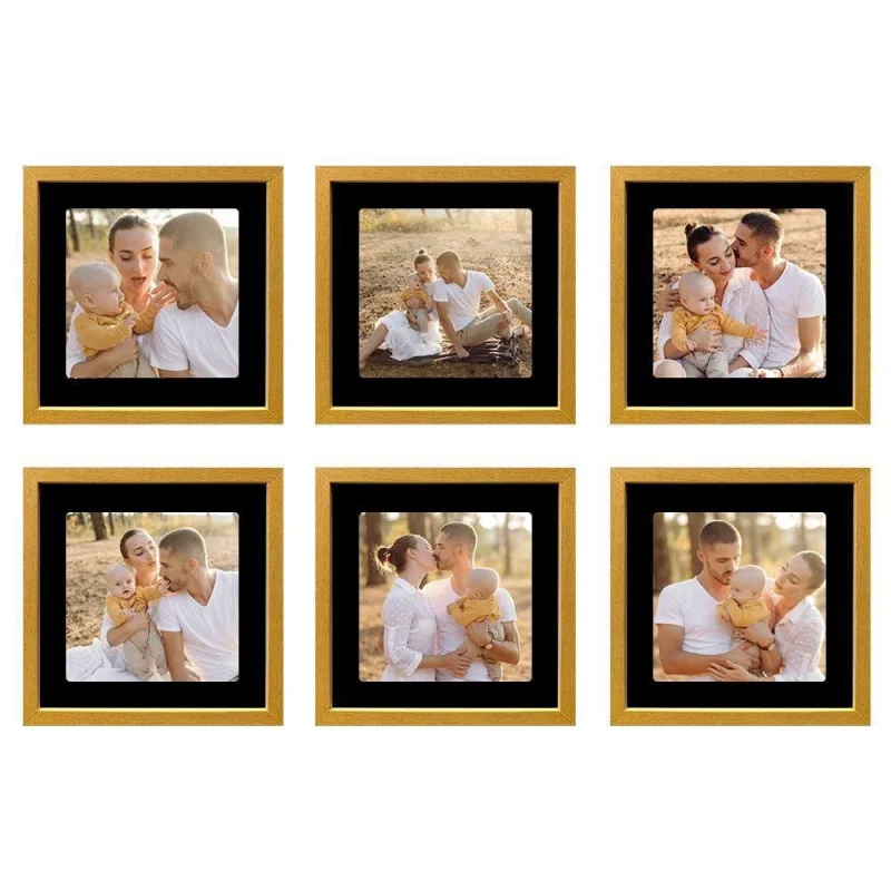 Kit 6 Quadros Porta Retrato Foto 15x15 Paspatur Preto 22x22 Moldura:moldura Marfim - OUTRAS MARCAS