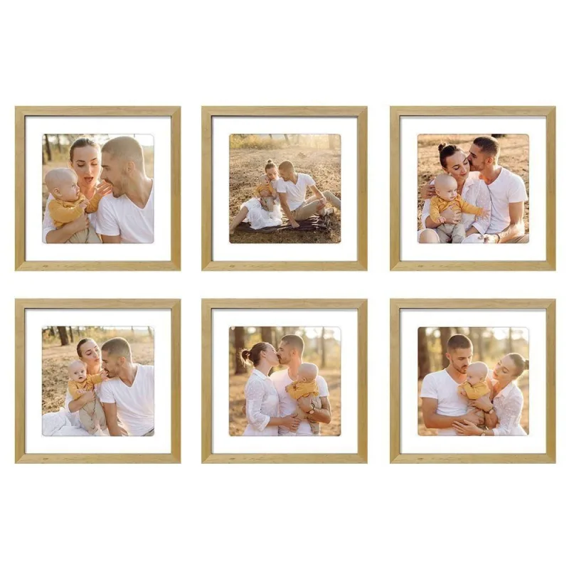 Kit 6 Quadros Porta Retrato Foto 15x15 Paspatur Branco 22x22 Moldura:moldura Mel - OUTRAS MARCAS