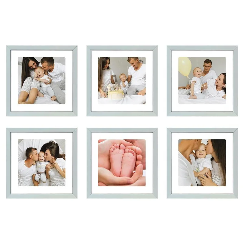 Kit 6 Quadros Porta Retrato Foto 15x15 Paspatur Branco 22x22 Moldura:moldura Branca - OUTRAS MARCAS