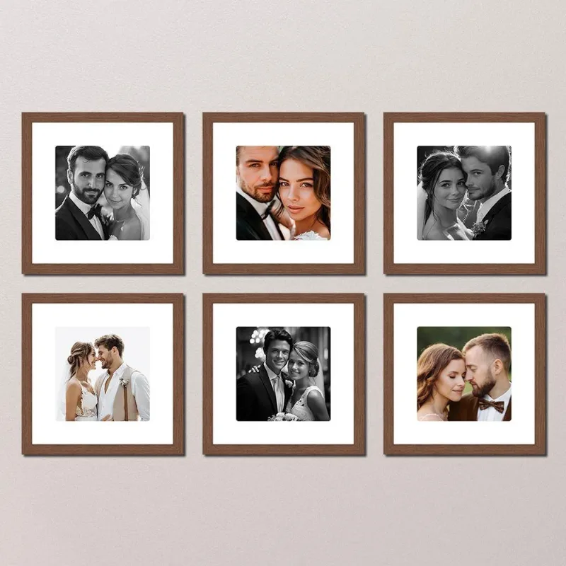 Kit 6 Quadros Decorativos Personalizados Foto Moldura Vidro Cor:moldura Ype;título:50x50 Com Vidro Acrílico
