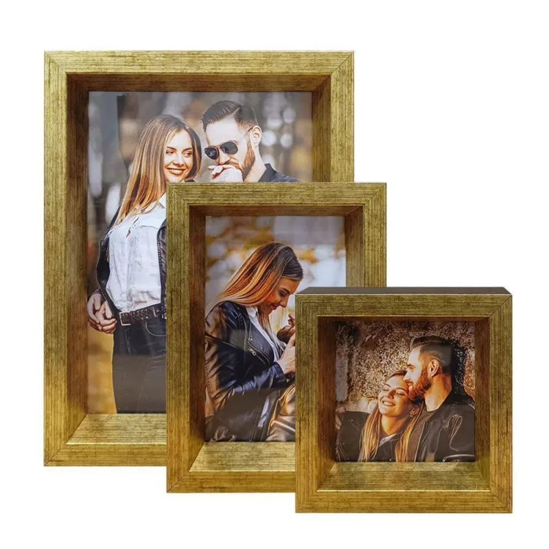 Kit 3 Porta Retrato Vertical Foto Moldura Luxo Título:moldura Preta E Dourada - OUTRAS MARCAS