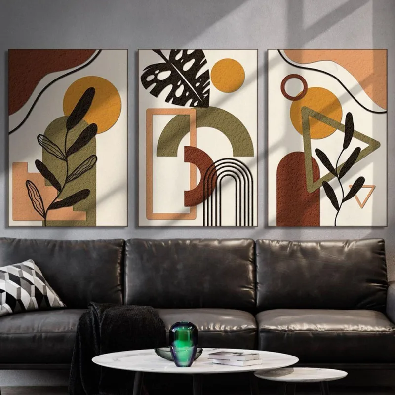 Quadro Decorativo Folhas Formas e Cores Retangular 40x60CM em MDF Madeira Maciça Café Soleil Home - OUTRAS MARCAS - Casa E Construção