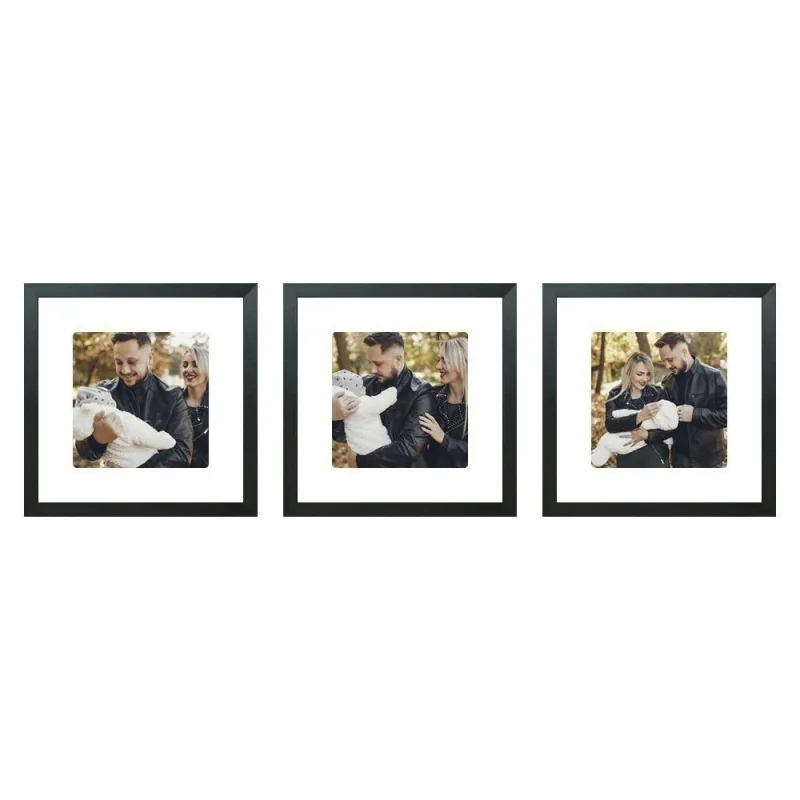 Kit Quadro Porta Retrato 32x32 - Foto 20x20 - Paspatur Branco Cor:moldura Preta;quantidade:kit Com 3 Unidades - OUTRAS MARCAS