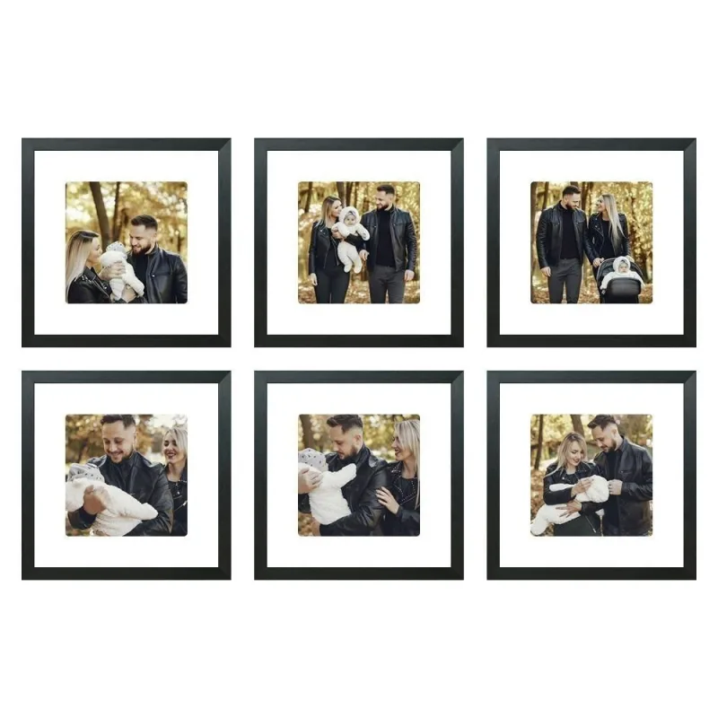 Kit Quadro Porta Retrato 32x32 - Foto 20x20 - Paspatur Branco Cor:moldura Preta;quantidade:kit Com 6 Unidades - OUTRAS MARCAS