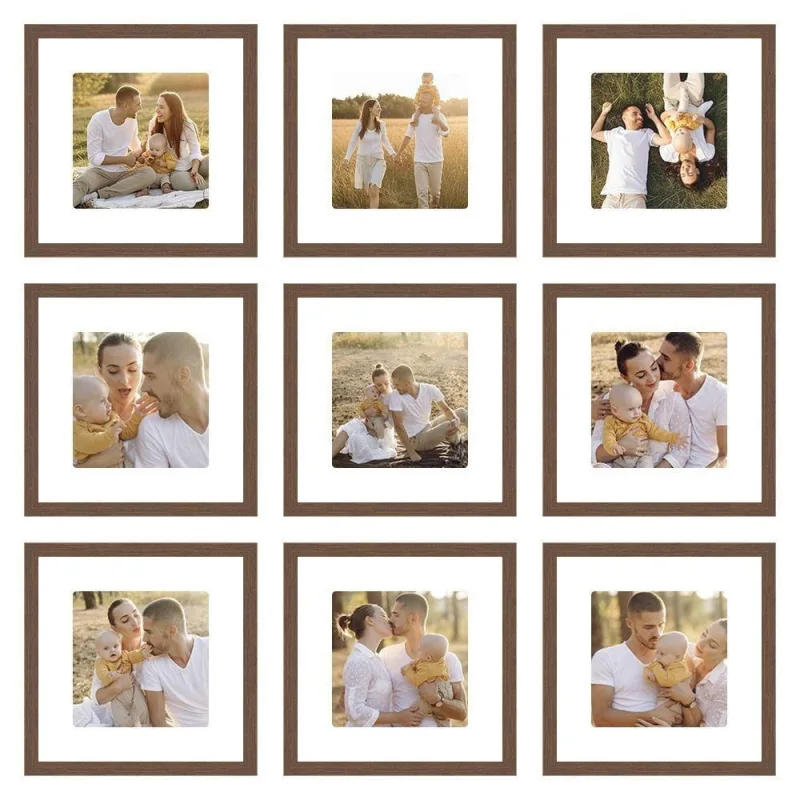 Kit Quadro Porta Retrato 32x32 - Foto 20x20 - Paspatur Branco Cor:moldura Ype;quantidade:kit Com 9 Unidades - OUTRAS MARCAS - Casa E Construção