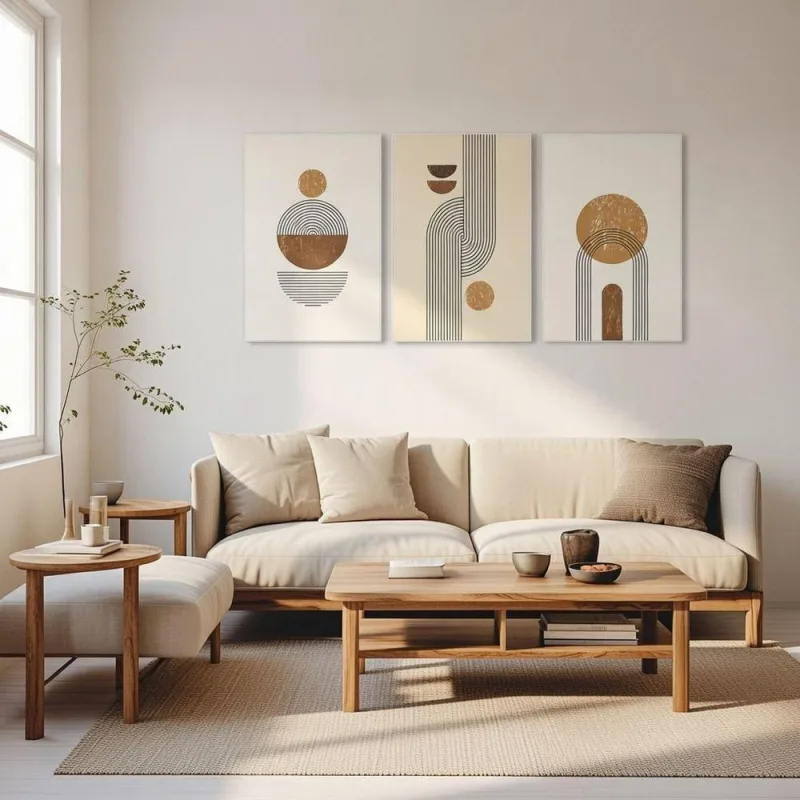 Quadro Decorativo Terroso Retangular 50x75CM em MDF com Moldura Madeira Maciça Branca Soleil Home - OUTRAS MARCAS