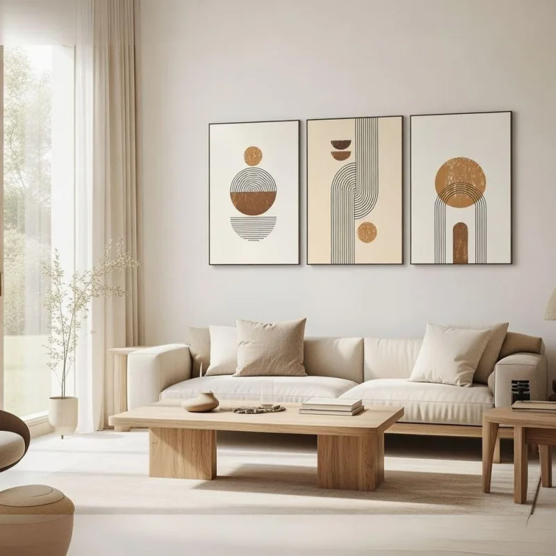 Quadro Decorativo Terroso Retangular 50x75CM em MDF com Moldura Madeira Maciça Ypê Soleil Home Decor - OUTRAS MARCAS