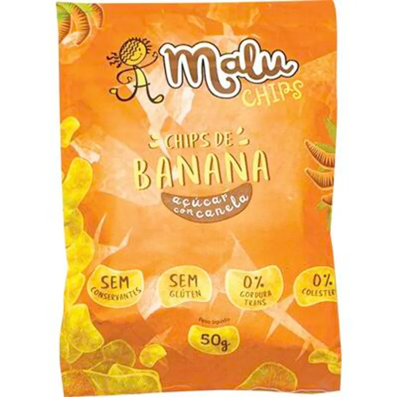 Chips de Banana Malu Açúcar e canela 50g