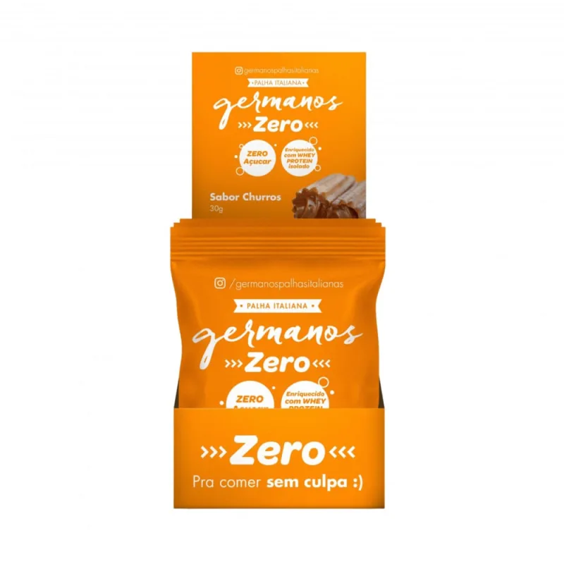 Palha Italiana Zero Açúcar Sabor Churros Com Whey Protein Isolado Germanos Contendo 10 Unidades De 30g Cada - Não Informado - Mercearia