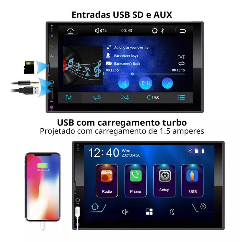 Central Multimidia Mp5 Mp10 Carplay Androidauto Espelhamento Wi-fi Bt Radio Usb Sd - 8100 First Option