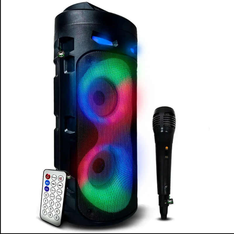 Caixa de Som Amplificada Bluetooth Portátil e Microfone Karaoke