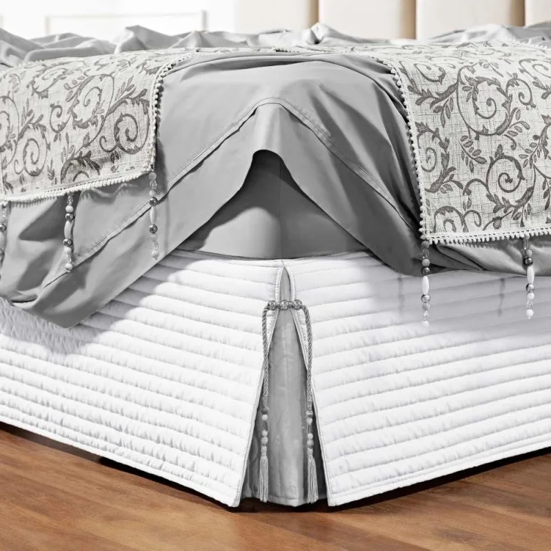 Saia Para Cama Box Casal Padrão Paris Matelada - Branco - A Decorativa