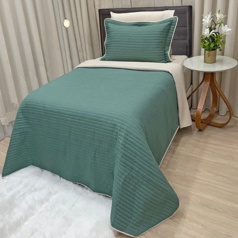 Cobre Leito Solteiro Dual Micropercal 200 Fios Dupla Face 2 Peças - Esmeralda