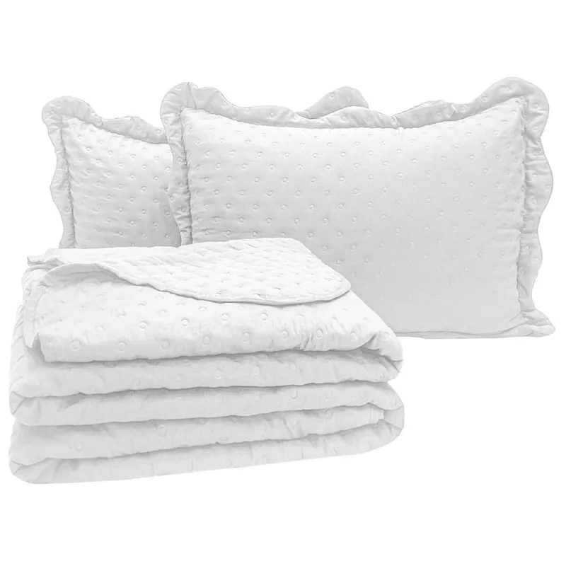 Cobre Leito Casal Padrão Bold Dupla Face 300 Fios 3 Peças - Branco - Casa Modelo Enxovais - Cama, Mesa E Banho
