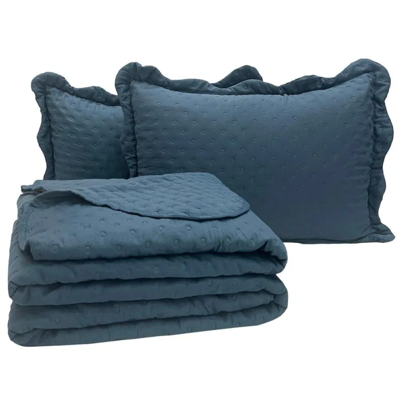Cobre Leito King Bold Dupla Face 300 Fios 3 Peças - Azul - Casa Modelo Enxovais - Cama, Mesa E Banho
