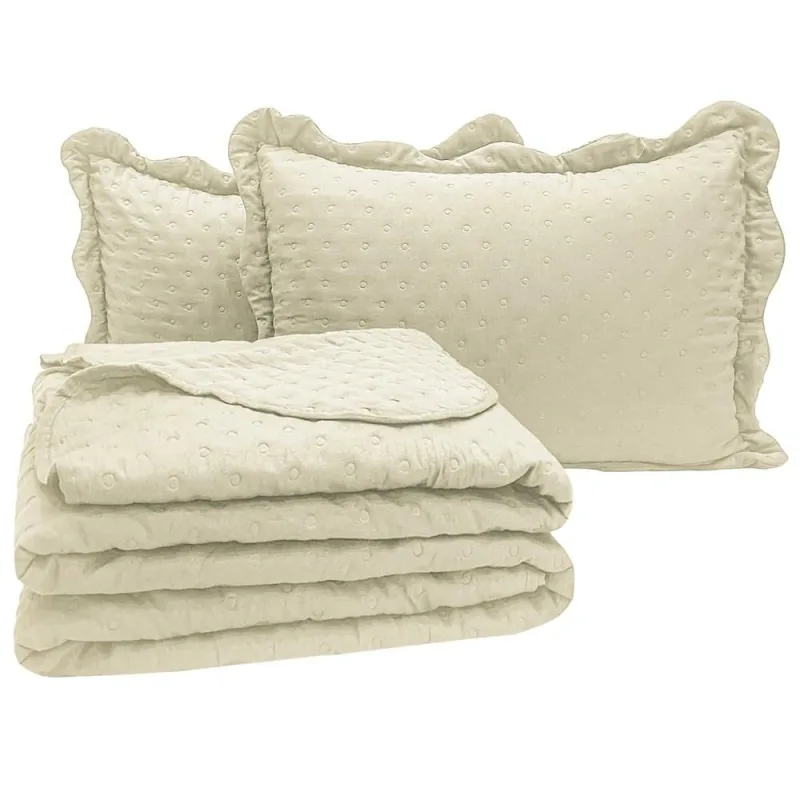 Cobre Leito King Bold Dupla Face 300 Fios 3 Peças - Palha - Casa Modelo Enxovais - Cama, Mesa E Banho