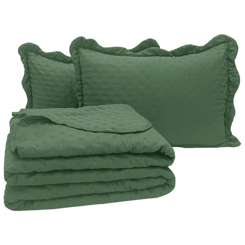 Cobre Leito King Bold Dupla Face 300 Fios 3 Peças - Esmeralda - Casa Modelo Enxovais - Cama, Mesa E Banho